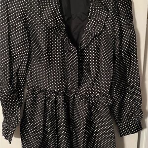 J. Crew Black Dress with Cream Polka Dots
